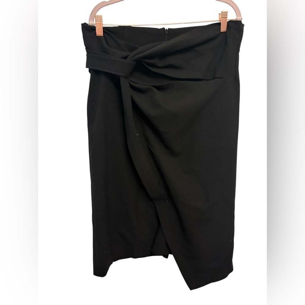 Zara Black Midi Skirt with Knot Detail
